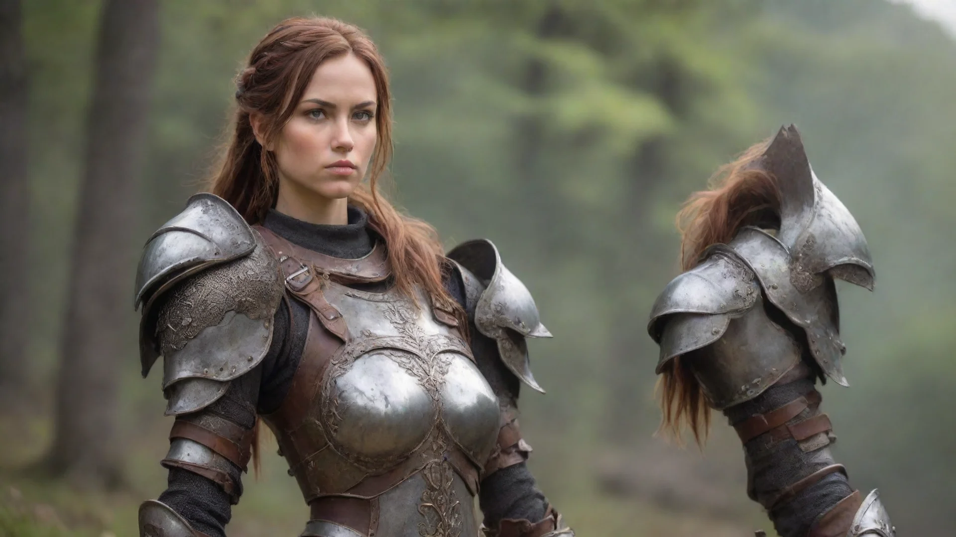 aiamazing beautiful female warrior in tiny armor awesome portrait 2 wide