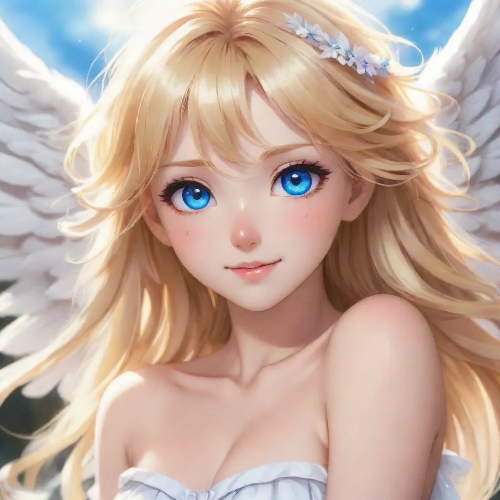 aiamazing beautiful happy blonde anime angel with blue eyes awesome portrait 2