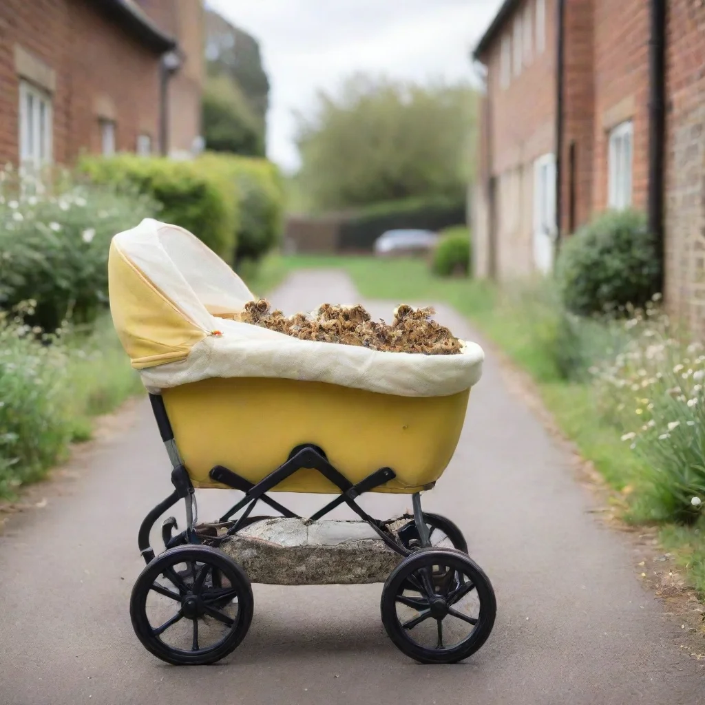 aiamazing bees on a pram with a newborn baby in it awesome portrait 2