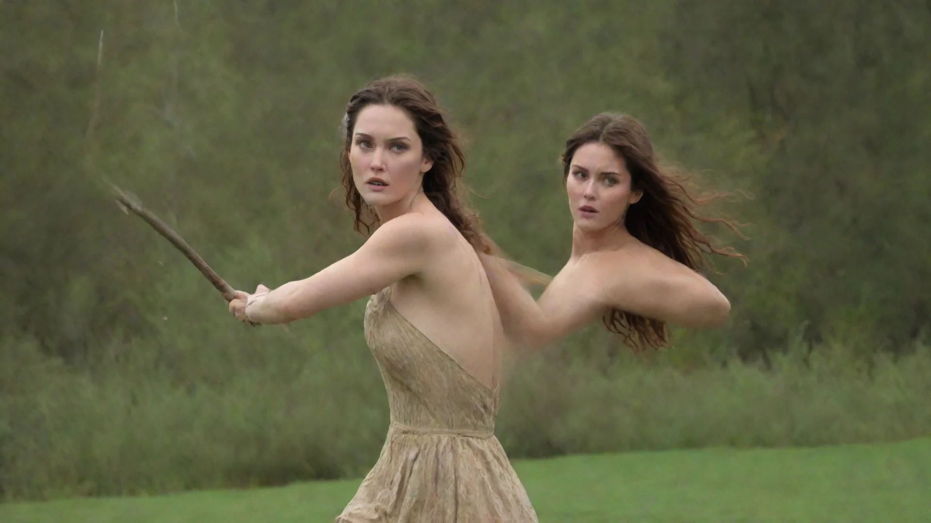 aiamazing bella throwing a spear awesome portrait 2 wide