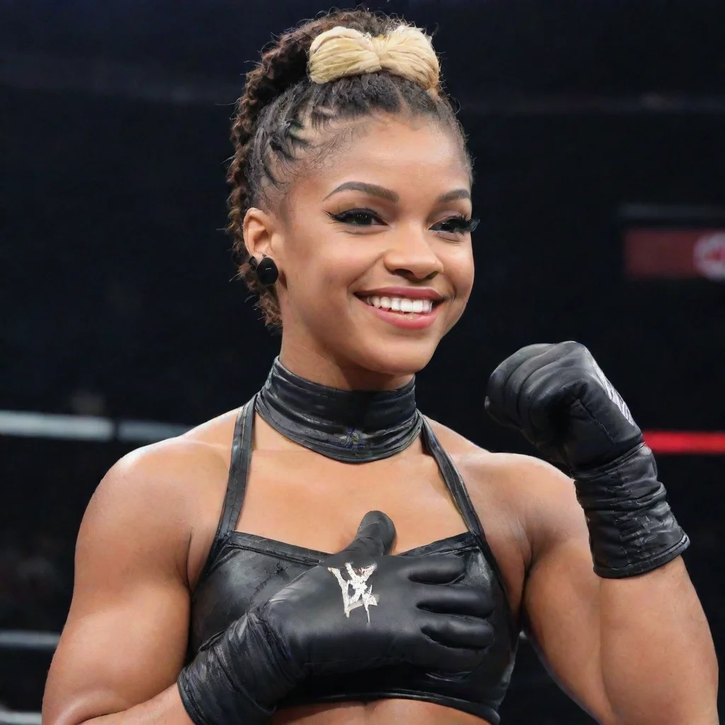 aiamazing bianca belair wwe smiling with black gloves awesome portrait 2