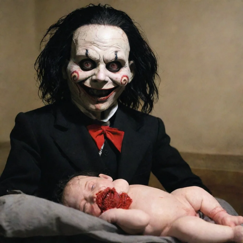aiamazing billy the puppet from saw torturing a newborn baby awesome portrait 2