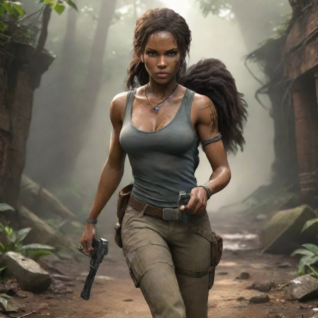 aiamazing black woman carries lara croft awesome portrait 2