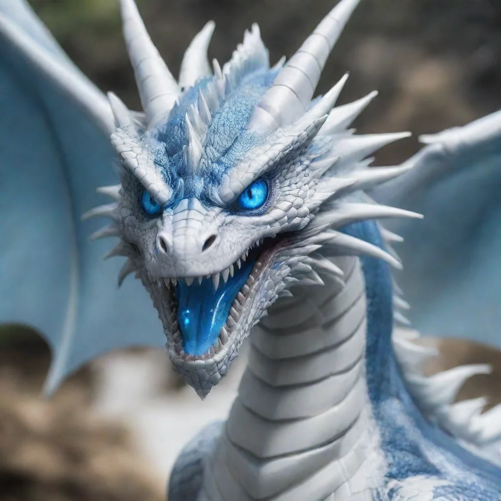 amazing blue eyes white dragon awesome portrait 2