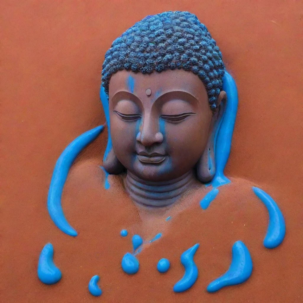aiamazing blue melted budha on red sand awesome portrait 2