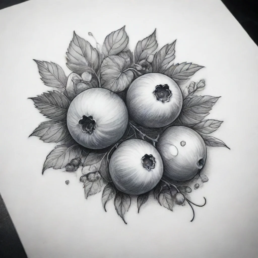 aiamazing blueberry and gooseberry black and white fine line tattoo awesome portrait 2