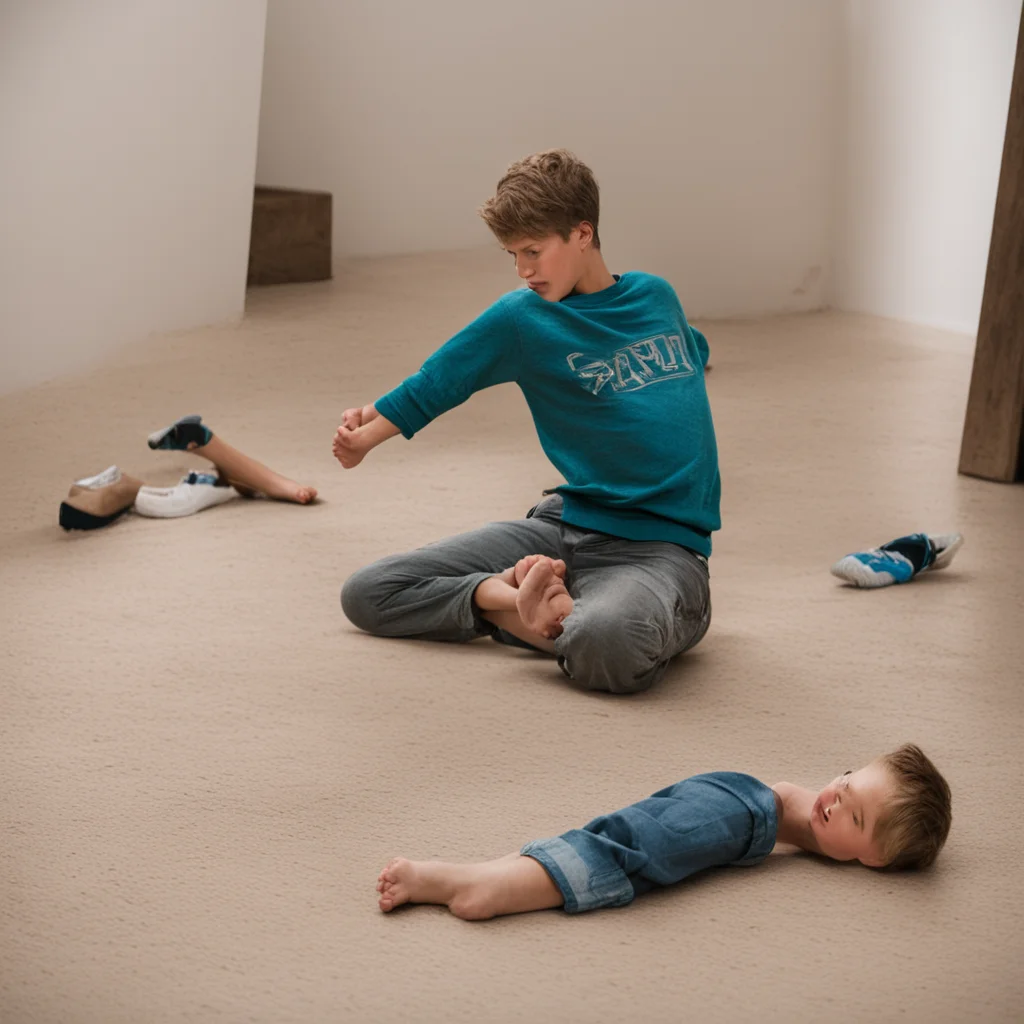aiamazing boy laying on floor being trampled awesome portrait 2