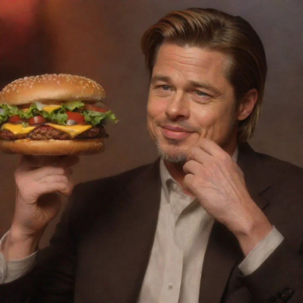 aiamazing brad pitt holding a big burger awesome portrait 2