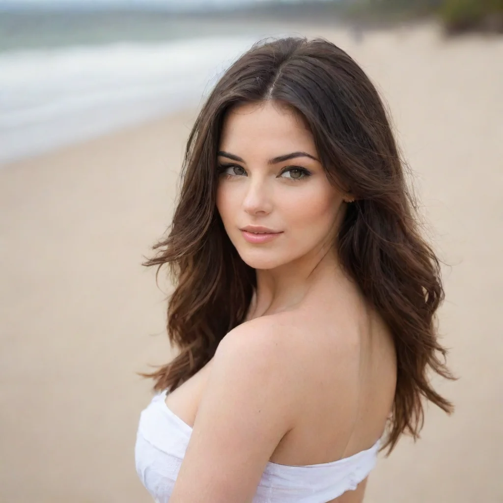 aiamazing brunette on beach awesome portrait 2