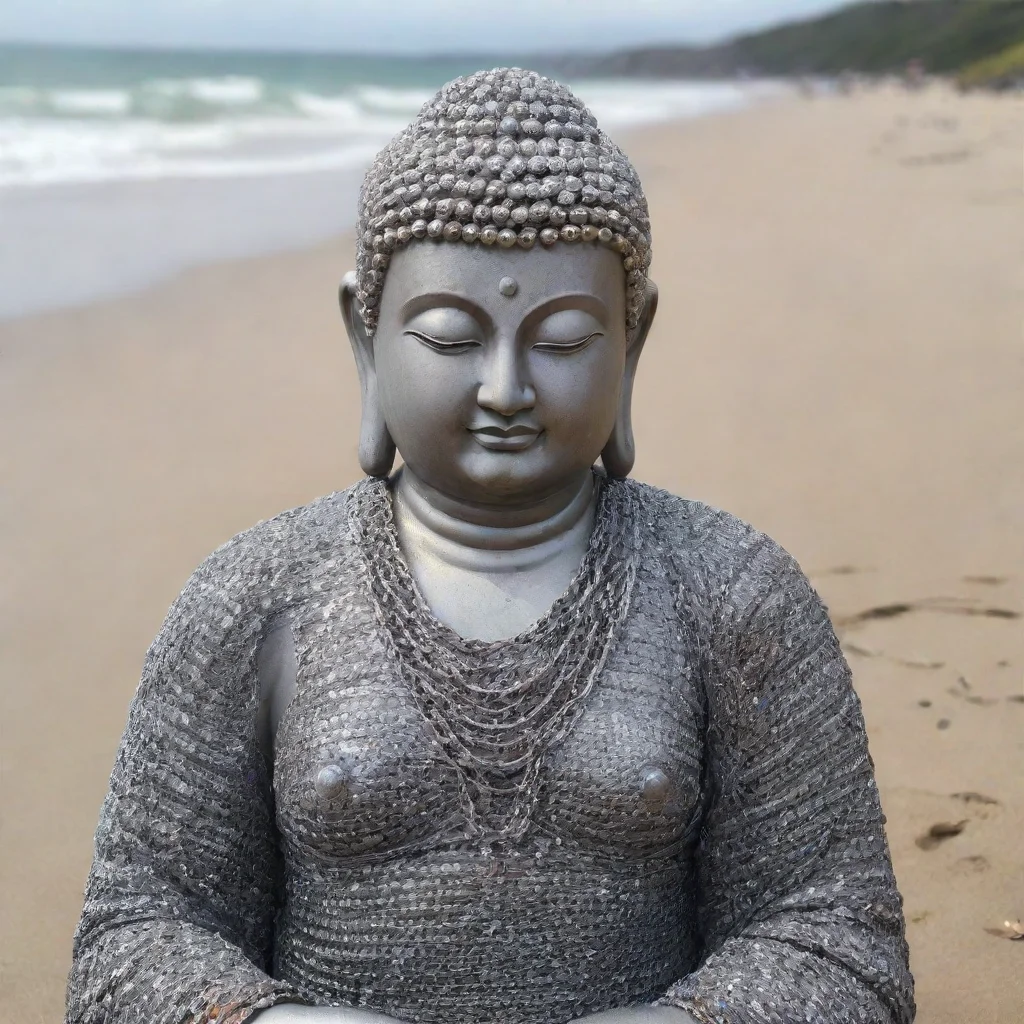 aiamazing budha wearing chainmail on the beach awesome portrait 2