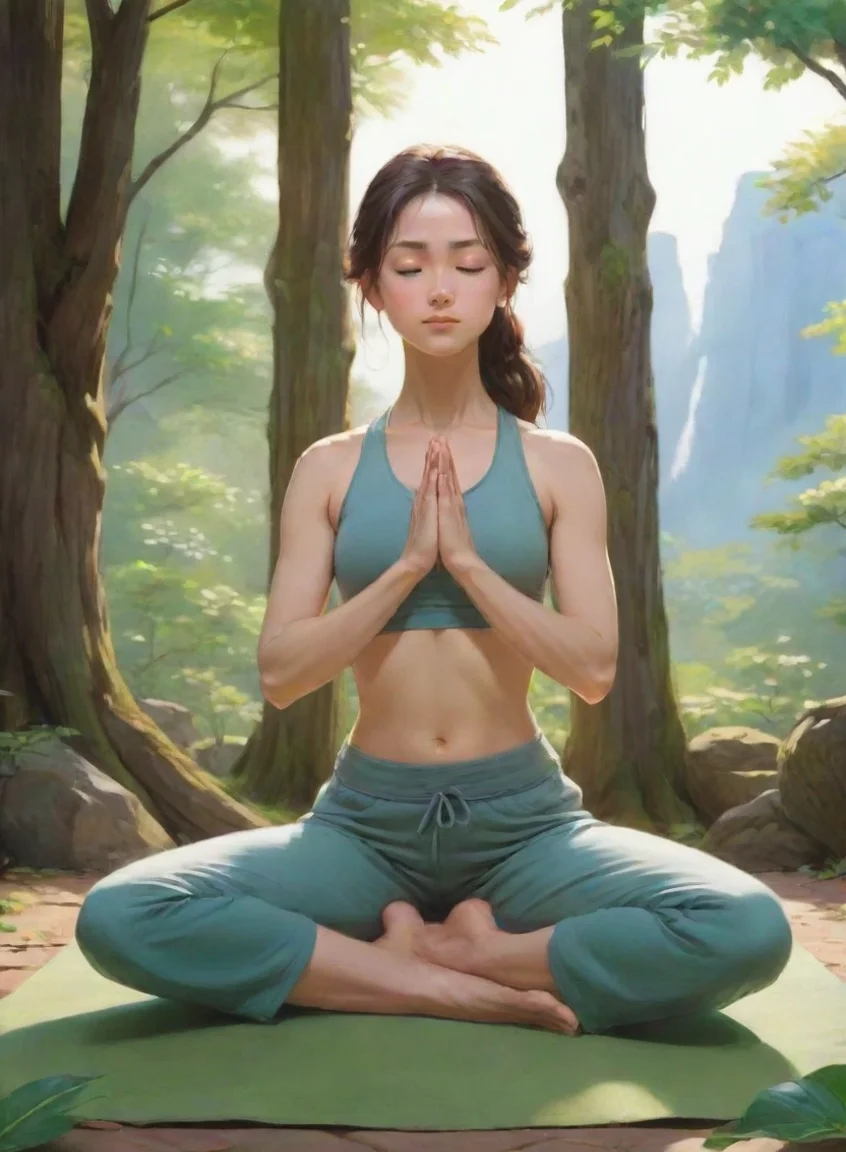 aiamazing calm yoga stretching warrior peaceful ghibli aesthetic awesome portrait 2 portrait43