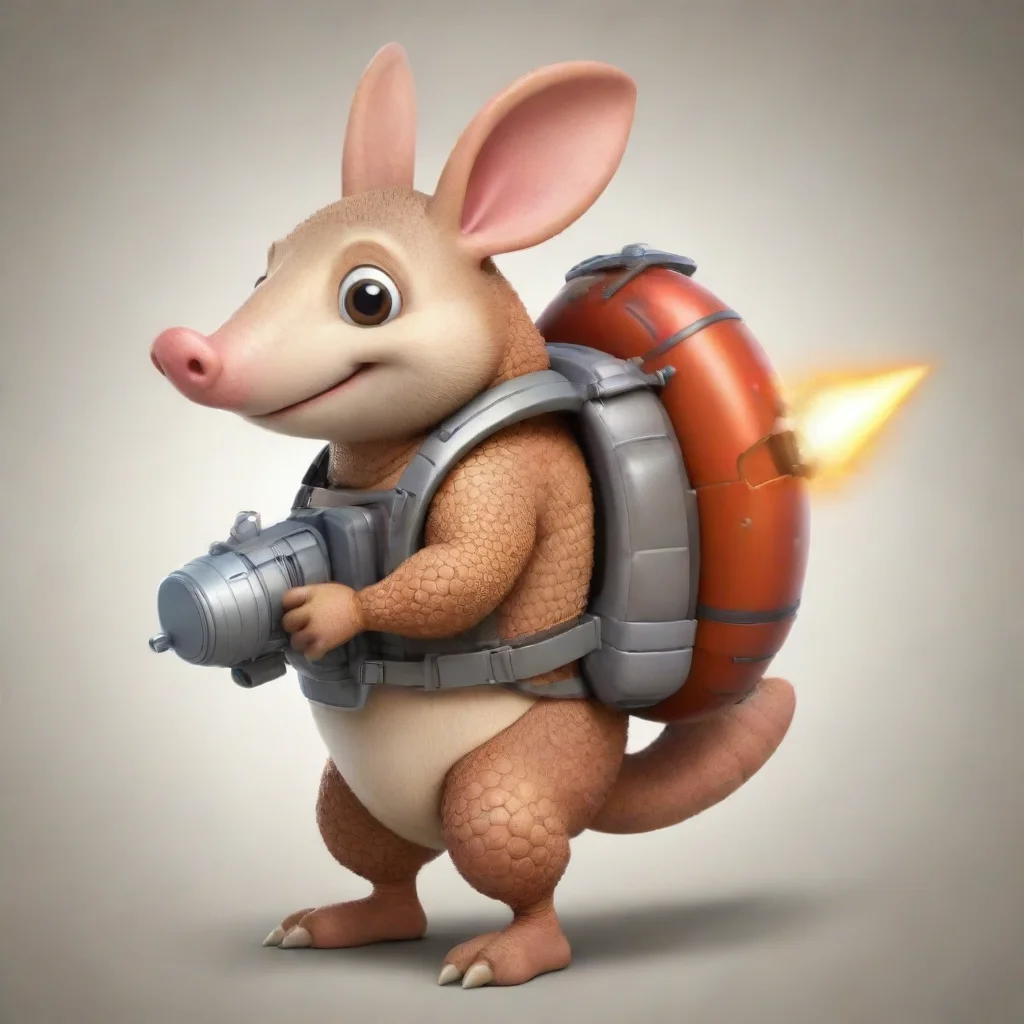 aiamazing cartoon armadillo wearing a rocket pack awesome portrait 2