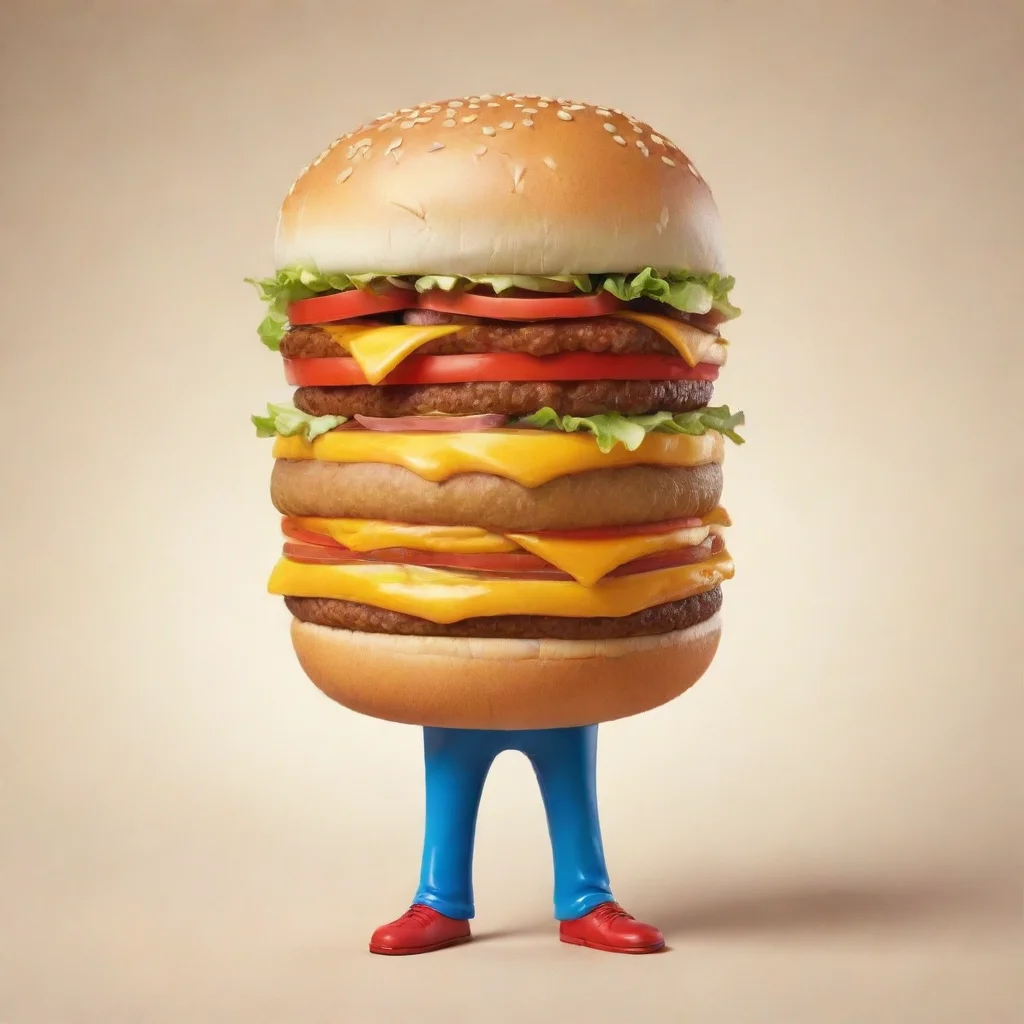 aiamazing cartoon cheeseburger man awesome portrait 2