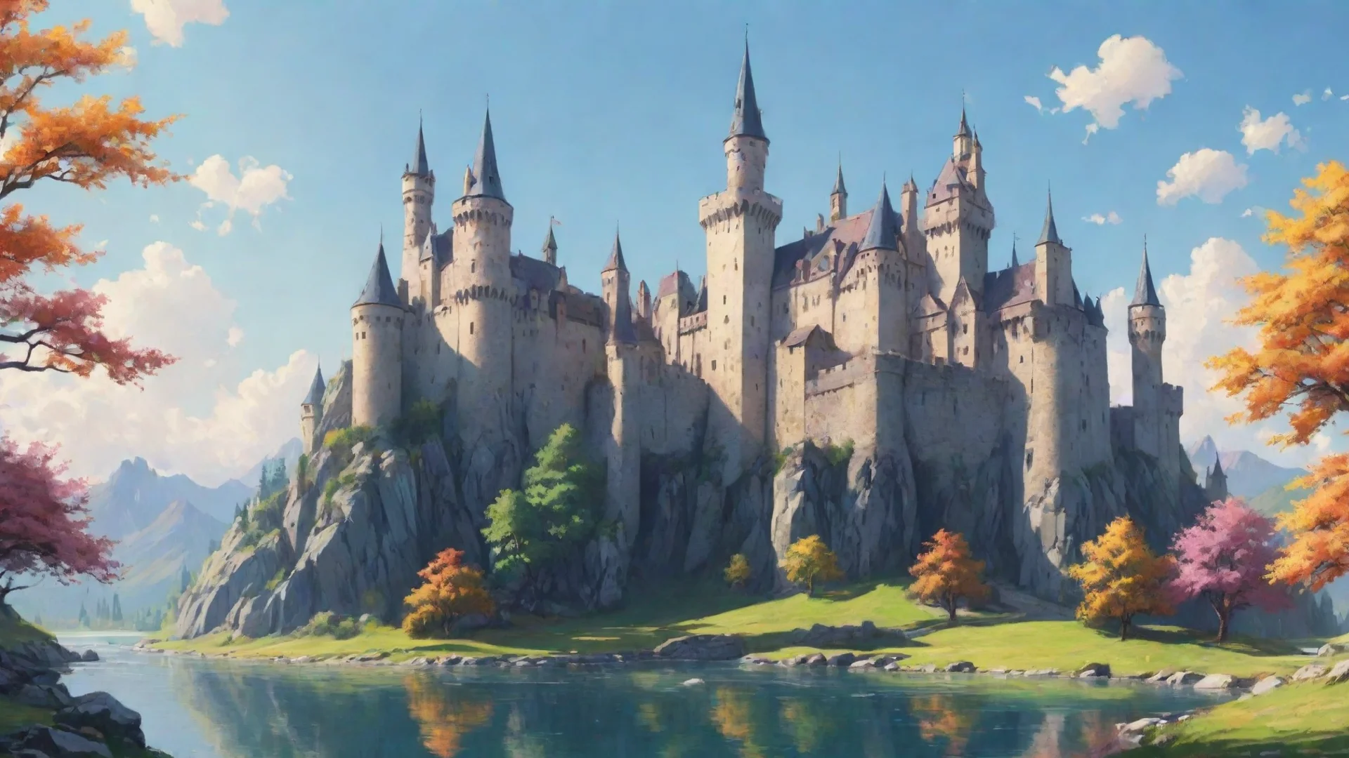aiamazing castle lovely relaxing lowfi landscape bright crisp colours clear awesome portrait 2 wide