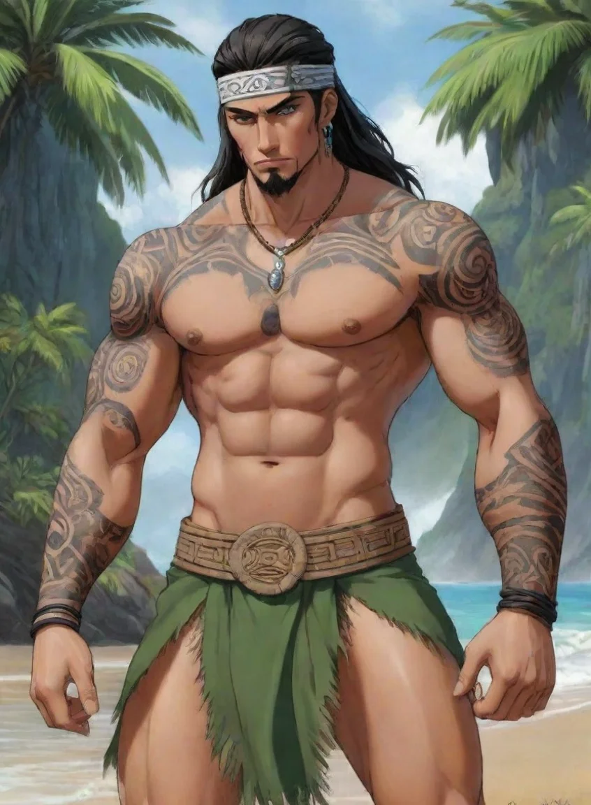 aiamazing character attractive hd anime art man maori pacific islanderepic detailed greenstone club awesome portrait 2 portrait43