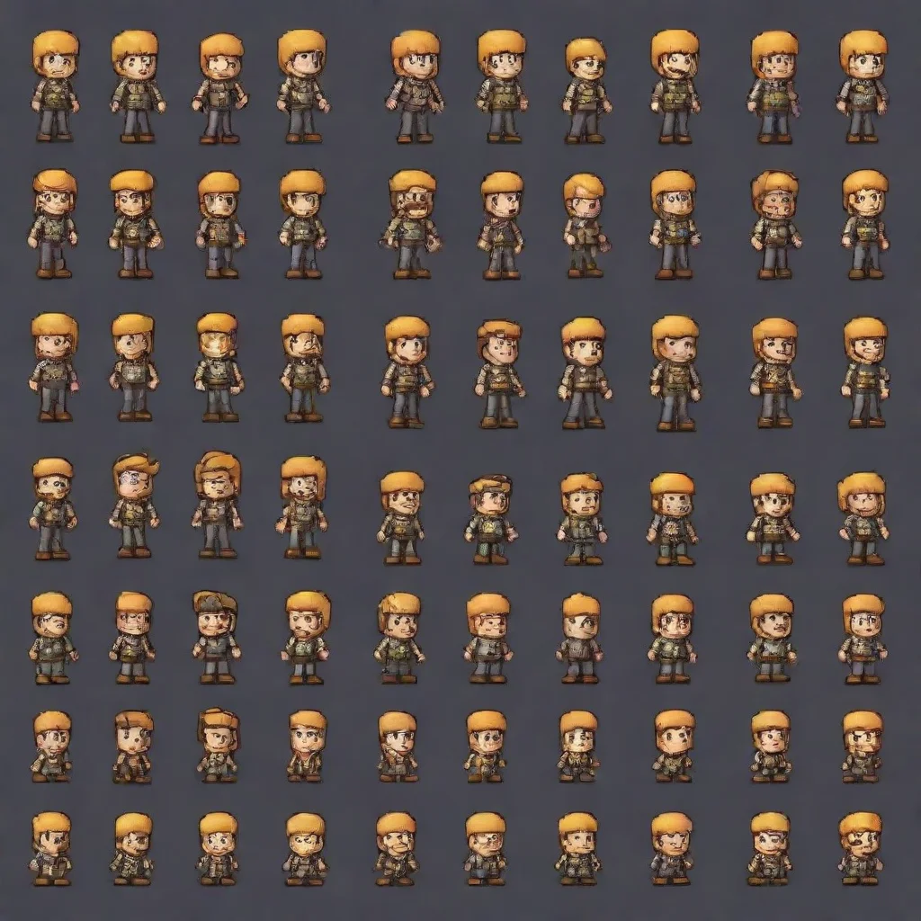 aiamazing character sprite sheet 8x8 columnsin the style of 8 bits awesome portrait 2