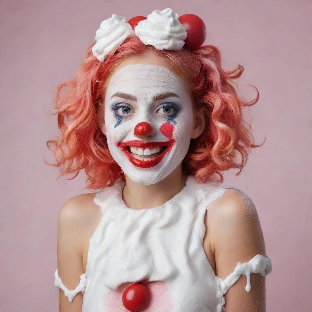 aiamazing clown girl covered in whipped cream awesome portrait 2
