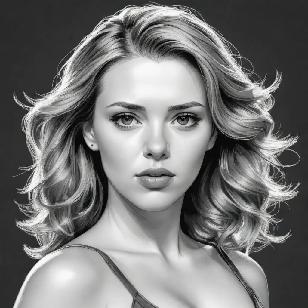 aiamazing comic book style detailed lineart drawing illustration of a beautiful young 1girl attractive scarlett johansson hd artstation awesome portrait 2