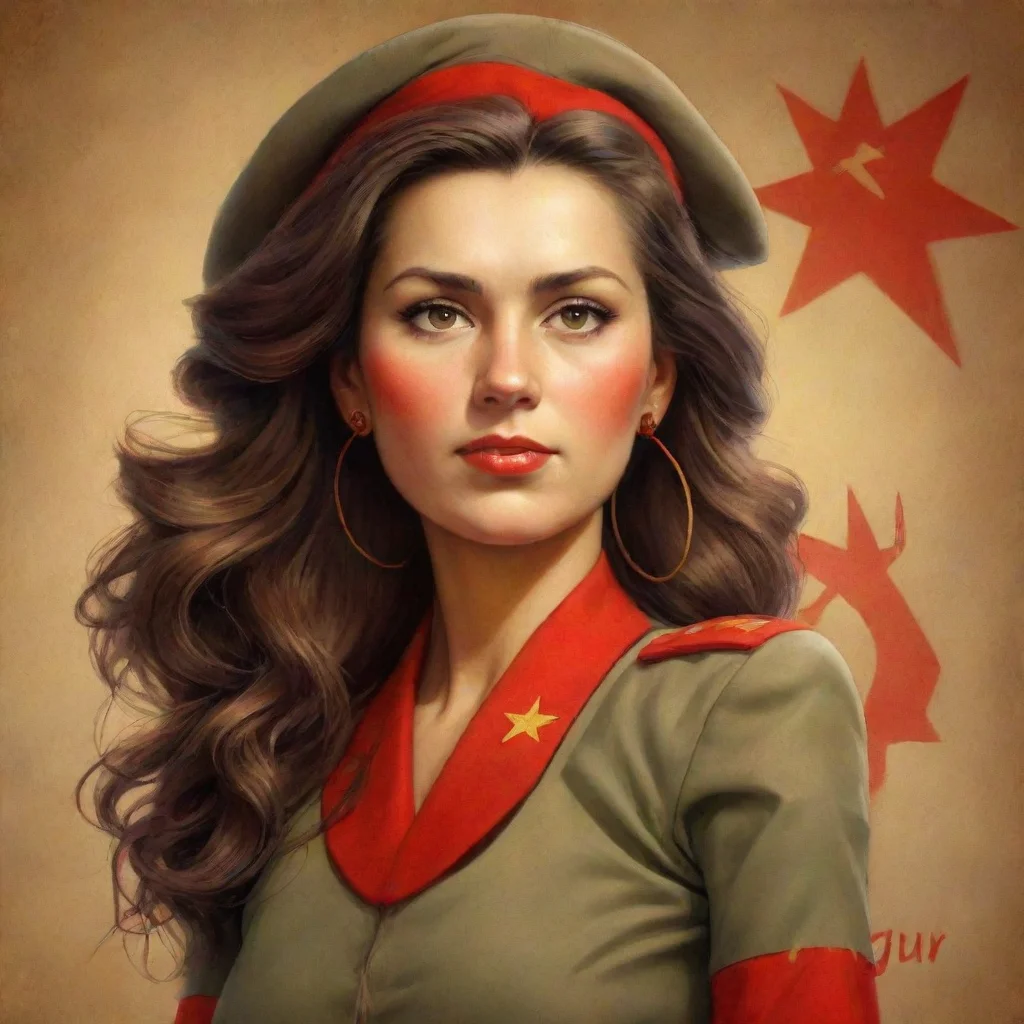 aiamazing communist soldier woman sign style awesome portrait 2