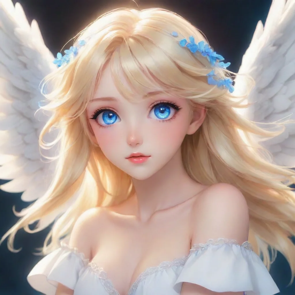 aiamazing cute anime blonde angel with blue eyes. awesome portrait 2