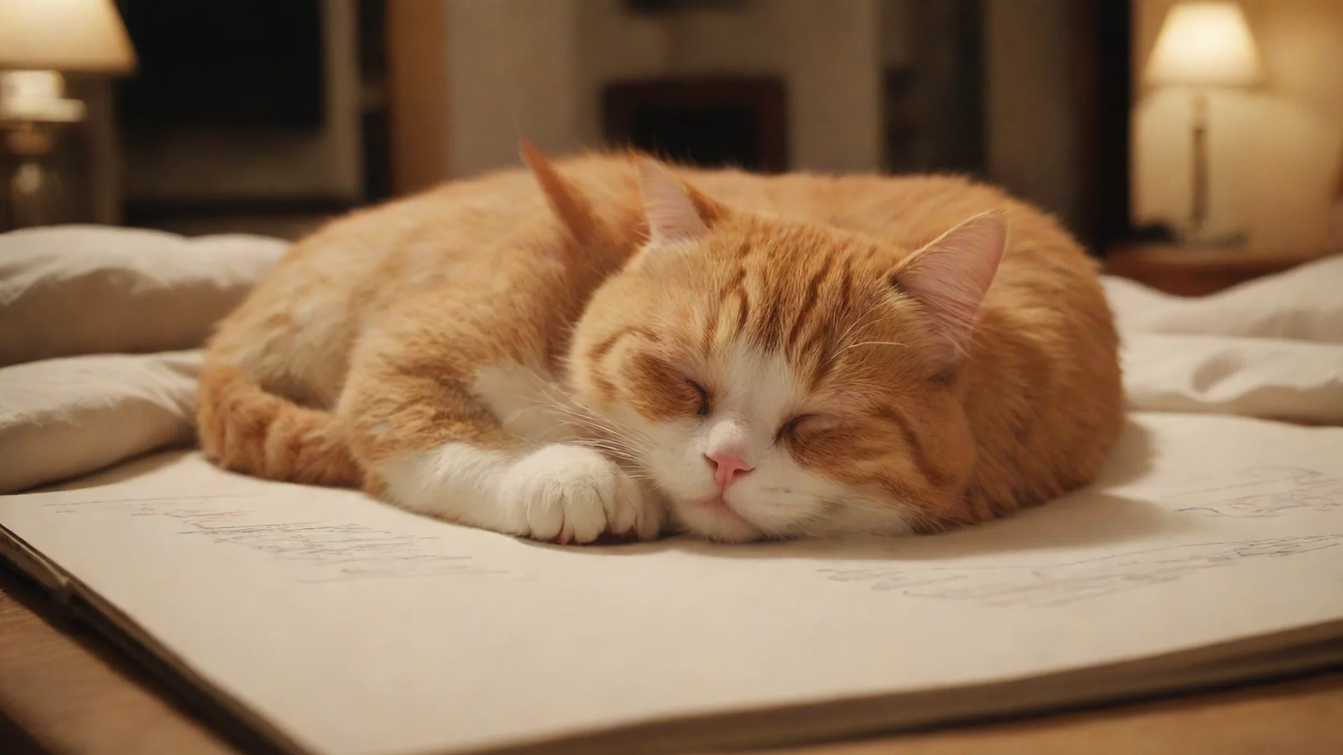 aiamazing cute cat sleeping drawing room night awesome portrait 2 hdwidescreen