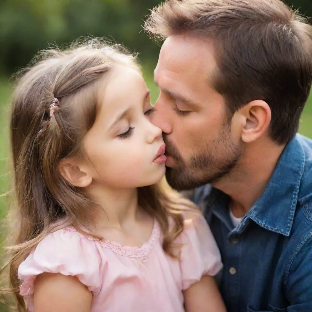aiamazing cute little girl kissing a man awesome portrait 2