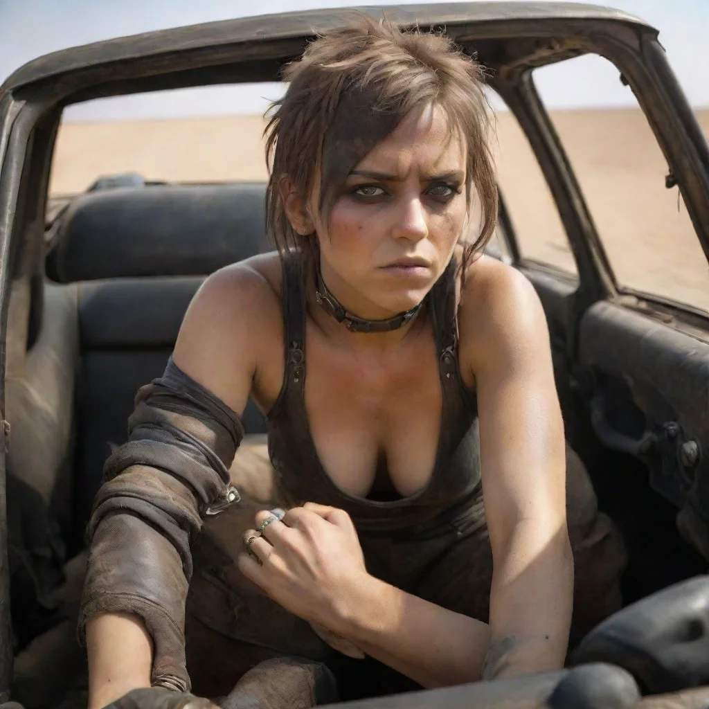 aiamazing cute mad max woman seductive on car first person awesome portrait 2