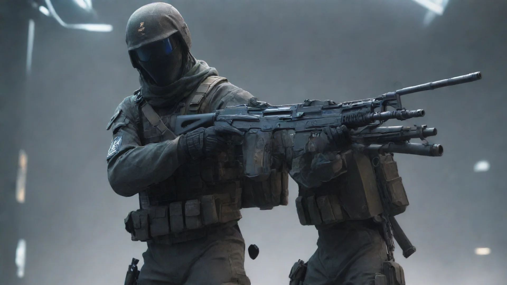 amazing cyber soldier with ak47 awesome portrait 2 wide