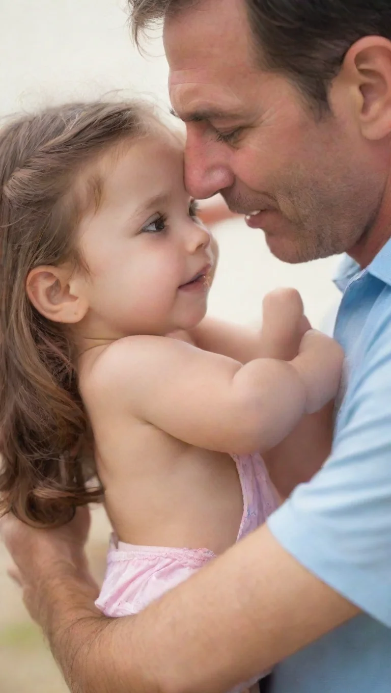 aiamazing dad caresses daughter awesome portrait 2 tall