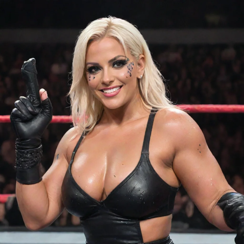amazing dana brooke from wwe smiling with black gloves and gun and mayonnaise splattered everywhere awesome portrait 2