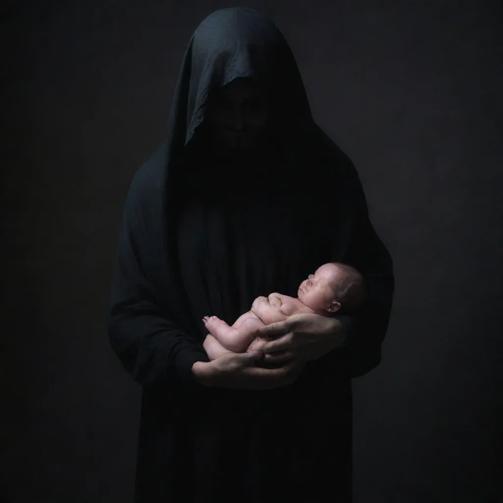 aiamazing dark figure holding a newborn baby awesome portrait 2
