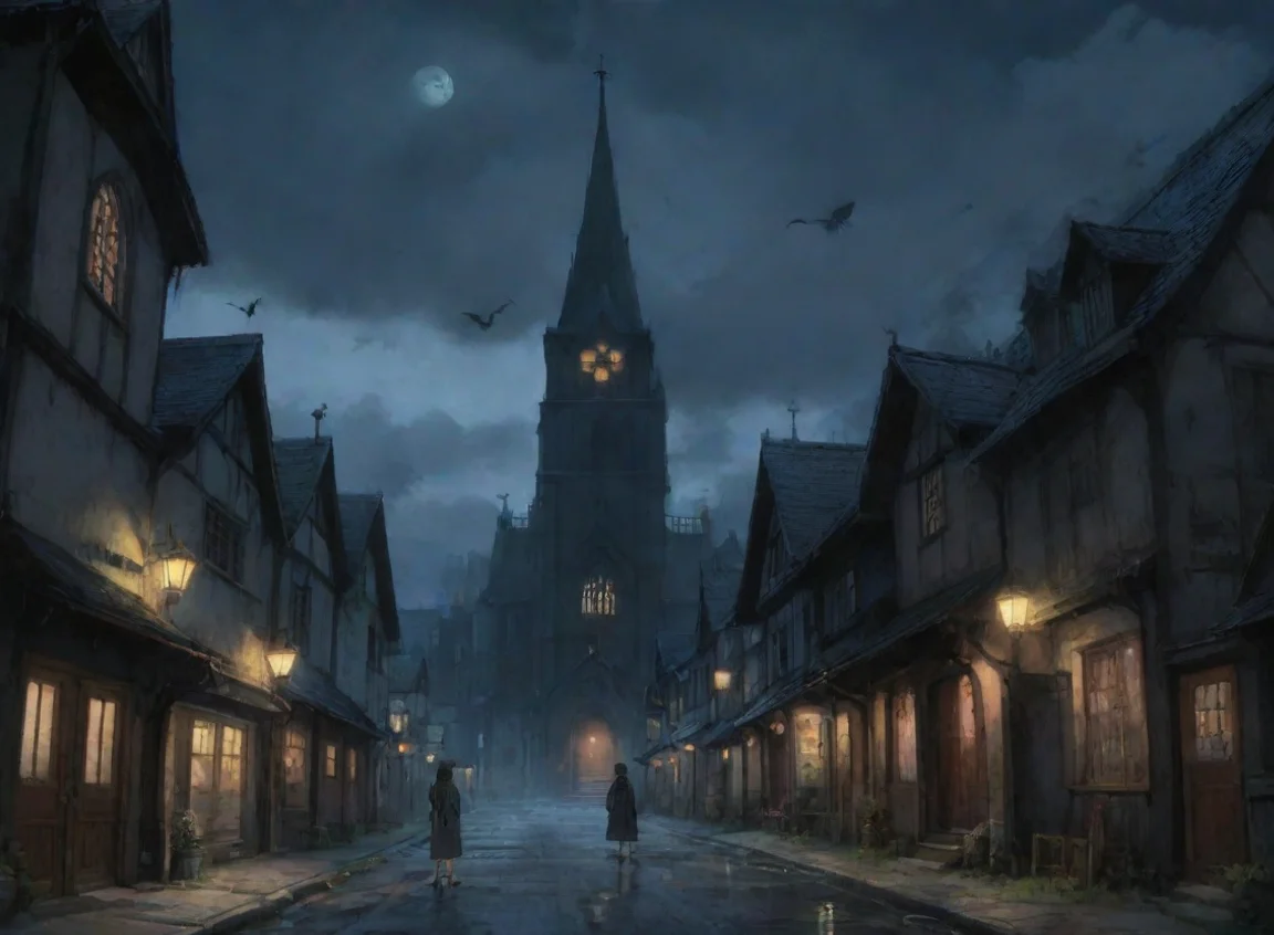 aiamazing dark horror town with church anime ghibli hd aesthetic  awesome portrait 2 landscape43