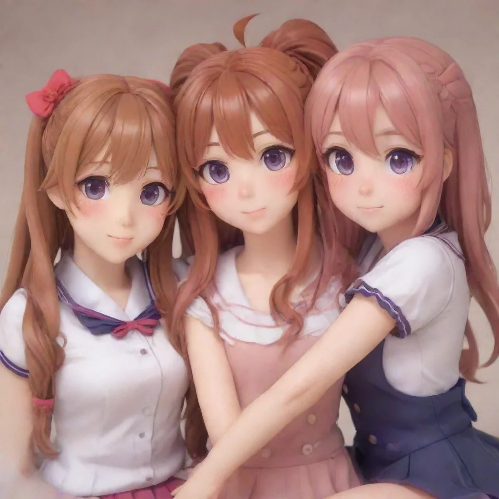 amazing ddlc monika and yuri glued togegher awesome portrait 2