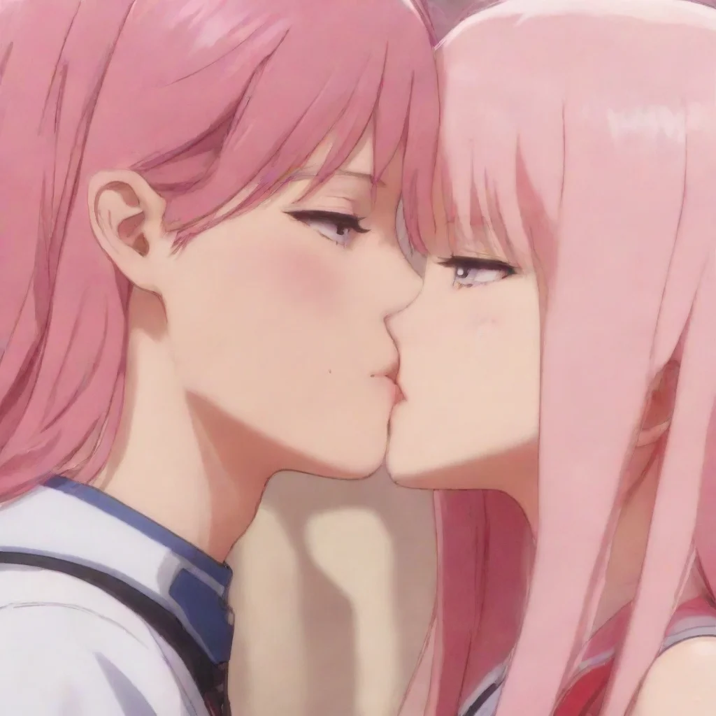 aiamazing detailed kisses you Zero Two leans in and gently kisses you on the cheek