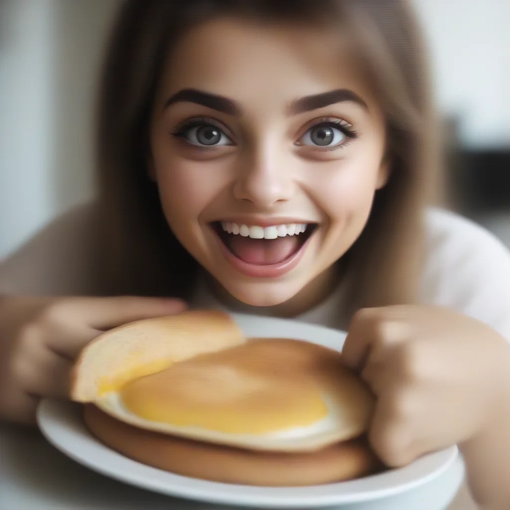amazing detailed super jai trop faim la regard de manire insistant laughs I see youre really hungry Dont worry Ill hurry up with breakfast smile