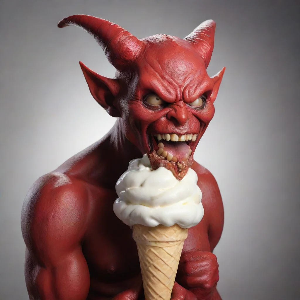 aiamazing devil licking a vanilla icecream cone awesome portrait 2