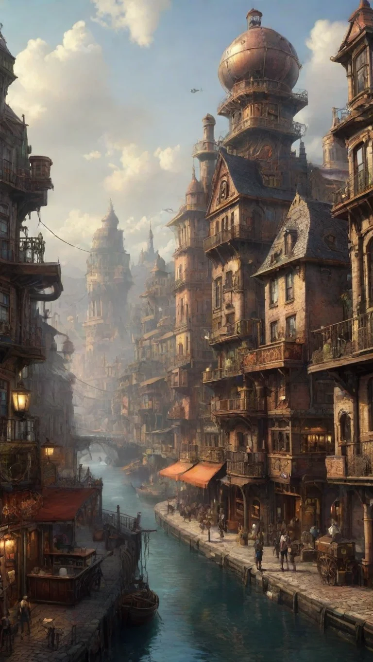 aiamazing digital art steampunk chill town epic lovely detailed world awesome portrait 2 tall