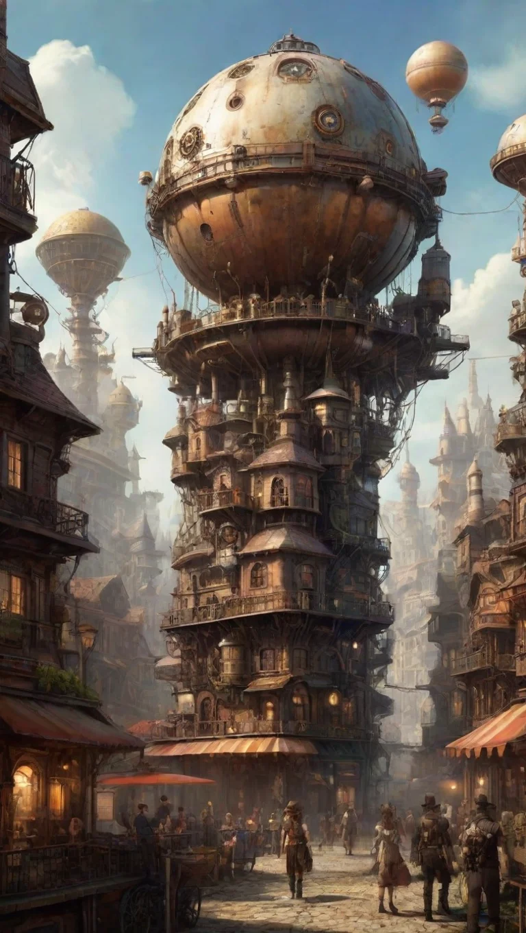 aiamazing digital art steampunk chill town epic lovely detailed world venus colony awesome portrait 2 tall