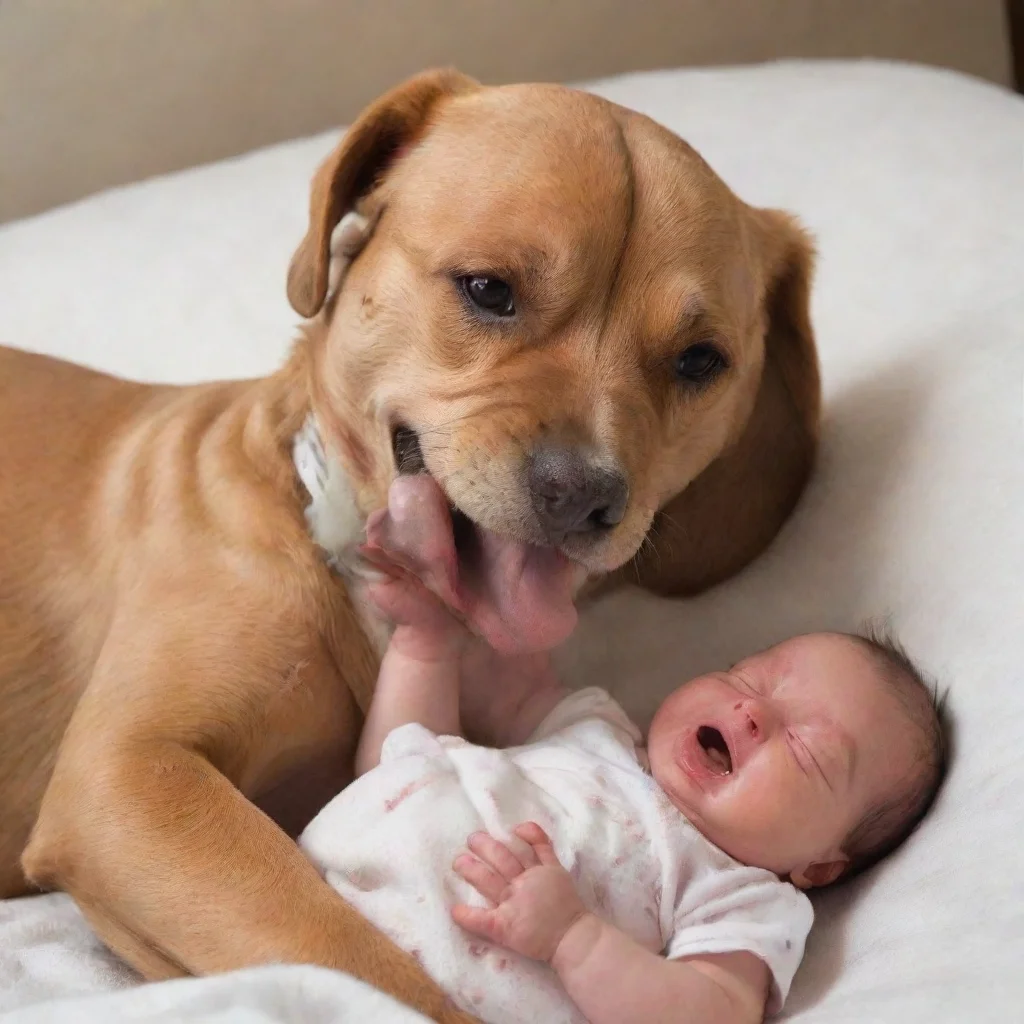 aiamazing dog biting a newborn baby awesome portrait 2