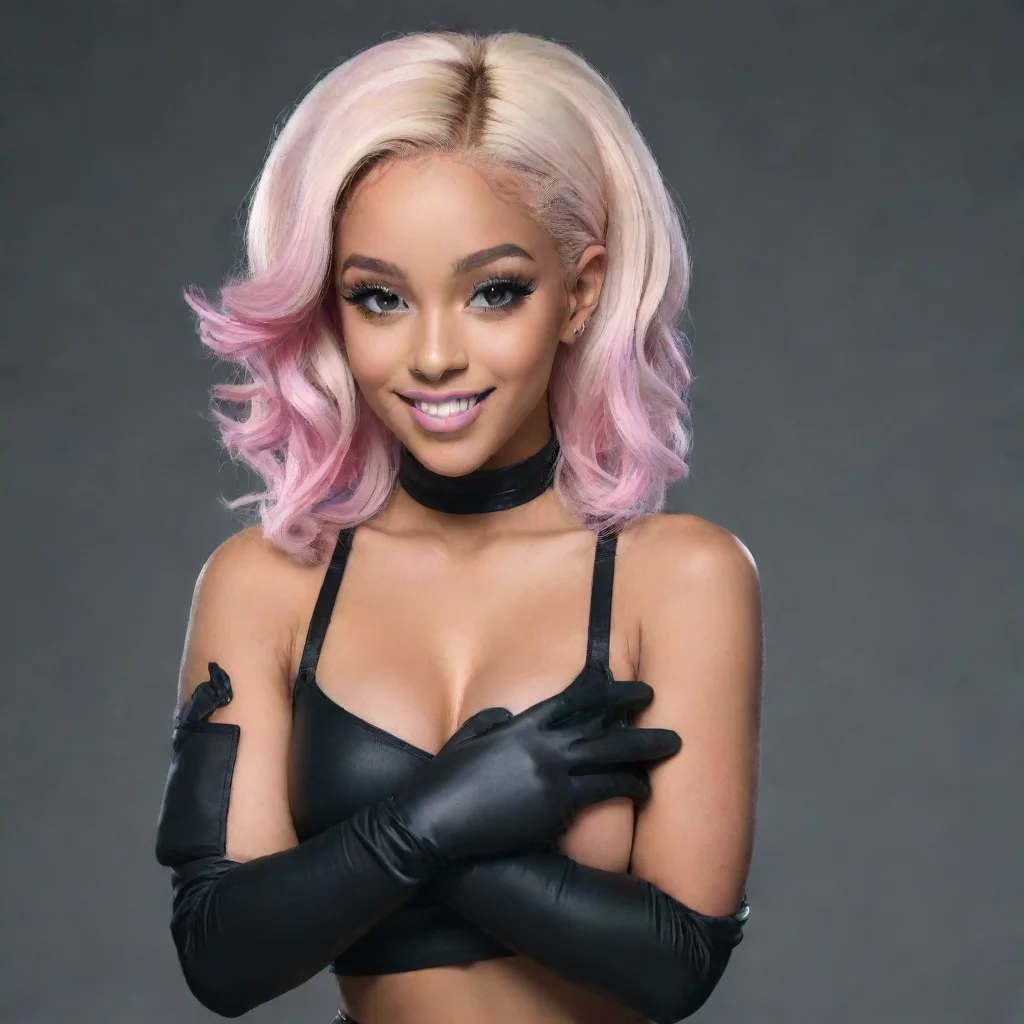 aiamazing doja cat  smiling with   black nitrile gloves and gun  hd awesome portrait 2