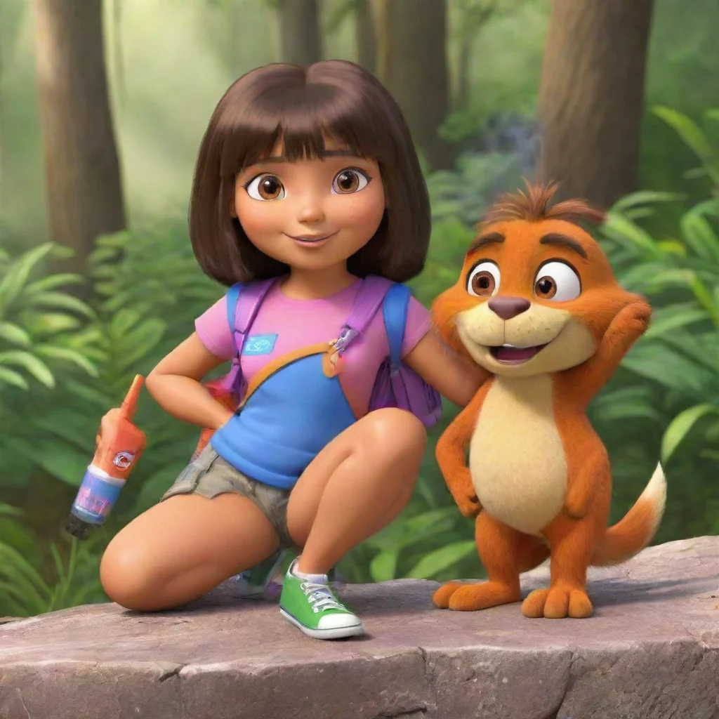 aiamazing dora the explorer on a smoke break with swiper awesome portrait 2