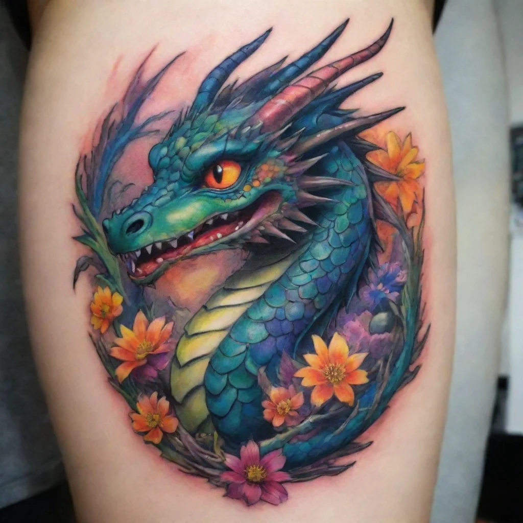 aiamazing dragon colorful anime ghibli tattoo