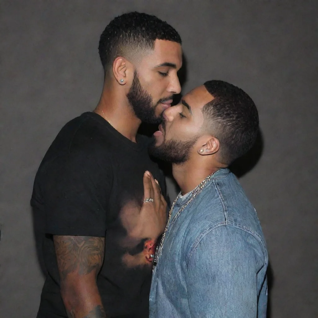 aiamazing drake and kendrick lamar kissing awesome portrait 2