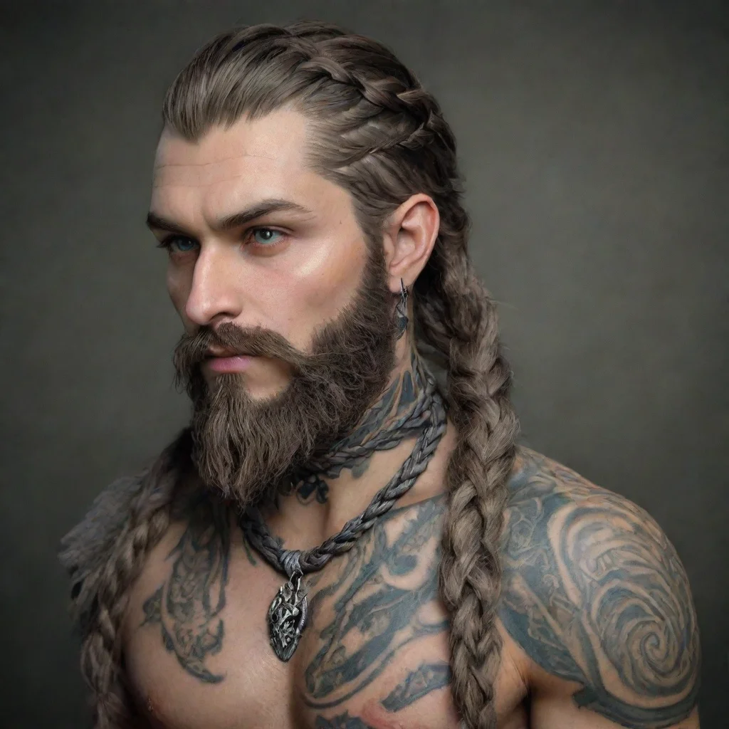 amazing elder scrolls nord braided beard braided hair beard beads dragon tattoo awesome portrait 2