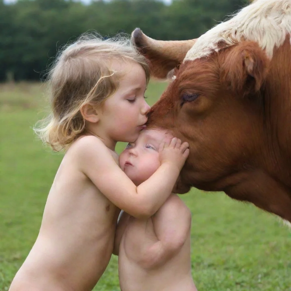 aiamazing enfant nu baiser par une vache awesome portrait 2