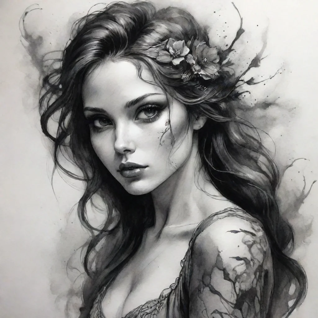 aiamazing fantastic romantic fantasy art ink drawing awesome portrait 2