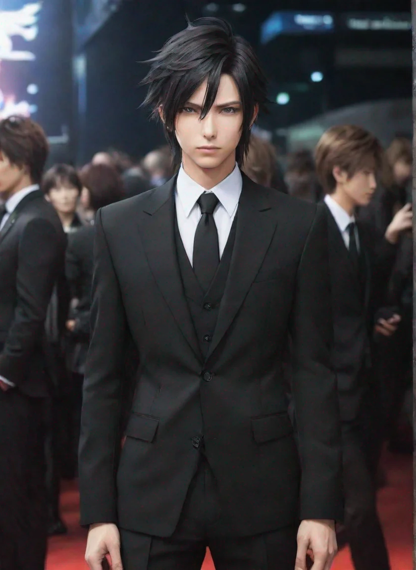 aiamazing final fantasy character in black suit black hd anime aesthetic colourful world style awesome portrait 2