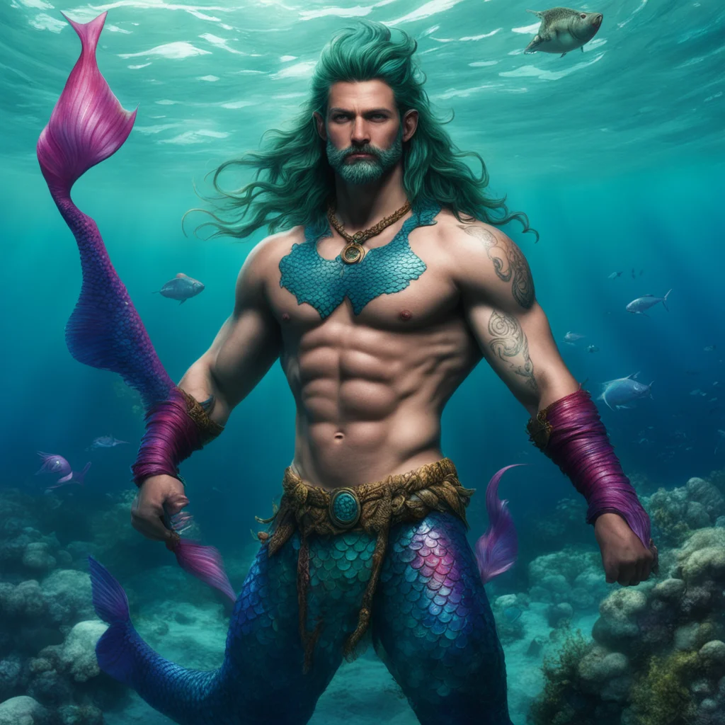 amazing fishman warrior male mermaid awesome portrait 2