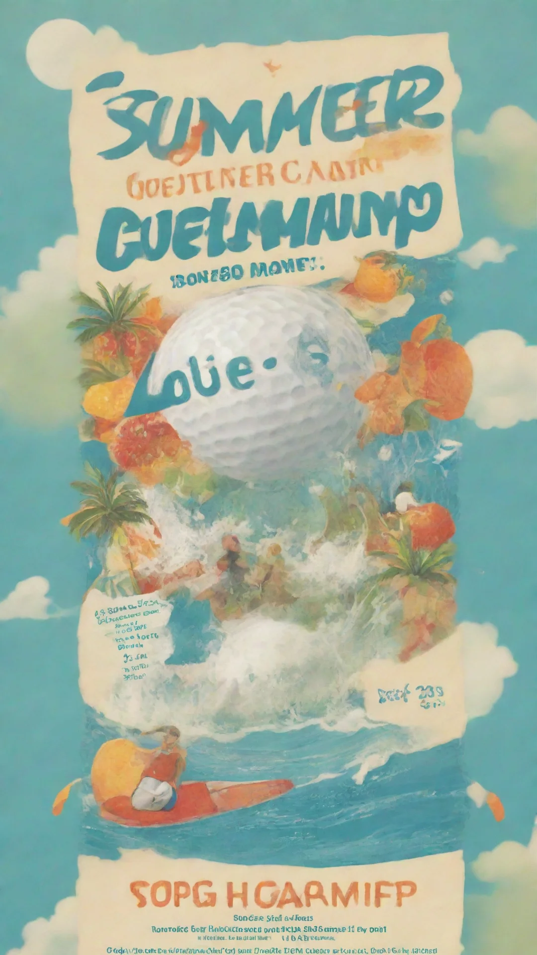 aiamazing flyer for a summer golf camp with a surf theme awesome portrait 2 hdtall
