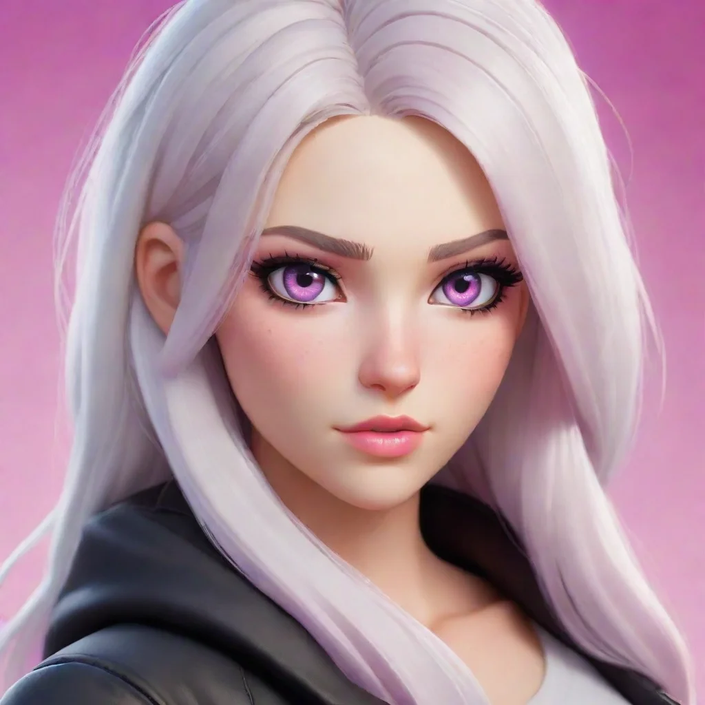 aiamazing fortnite girl qith white hair pale skin pink eyes awesome portrait 2